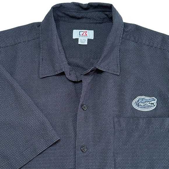 Cutter & Buck Florida Gators Button Up Camp Shirt Mens XL Black Short Sleeve UF - Picture 1 of 13